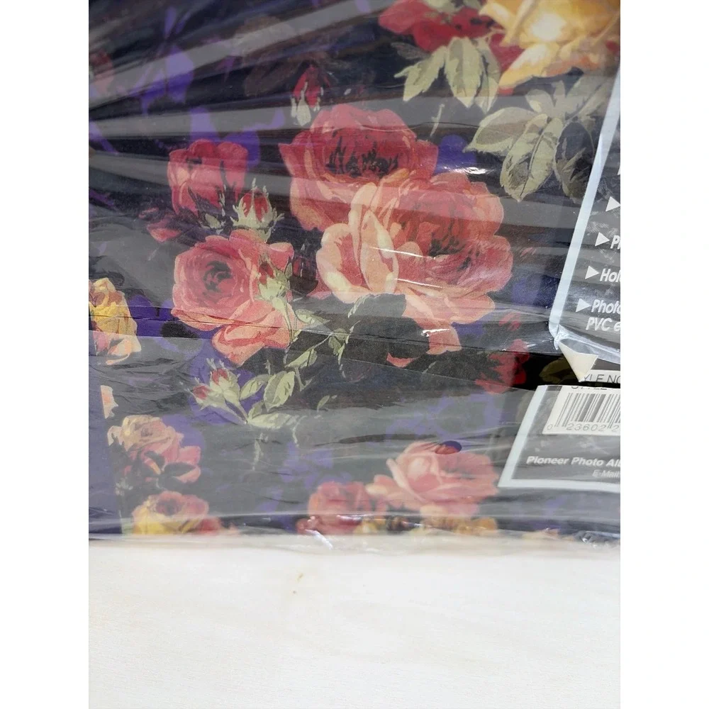 Vintage Pioneer Photo Album 100 Fast-Stick Pages Floral Rose Navy Blue LM-100